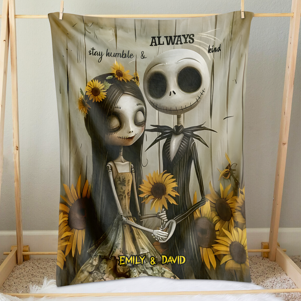 Customized Halloween Couple's Blanket - Stay Humble & Always Kind Design