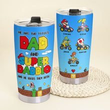 Load image into Gallery viewer, Super Dad Personalized Tumbler - Custom Names &amp; Characters
