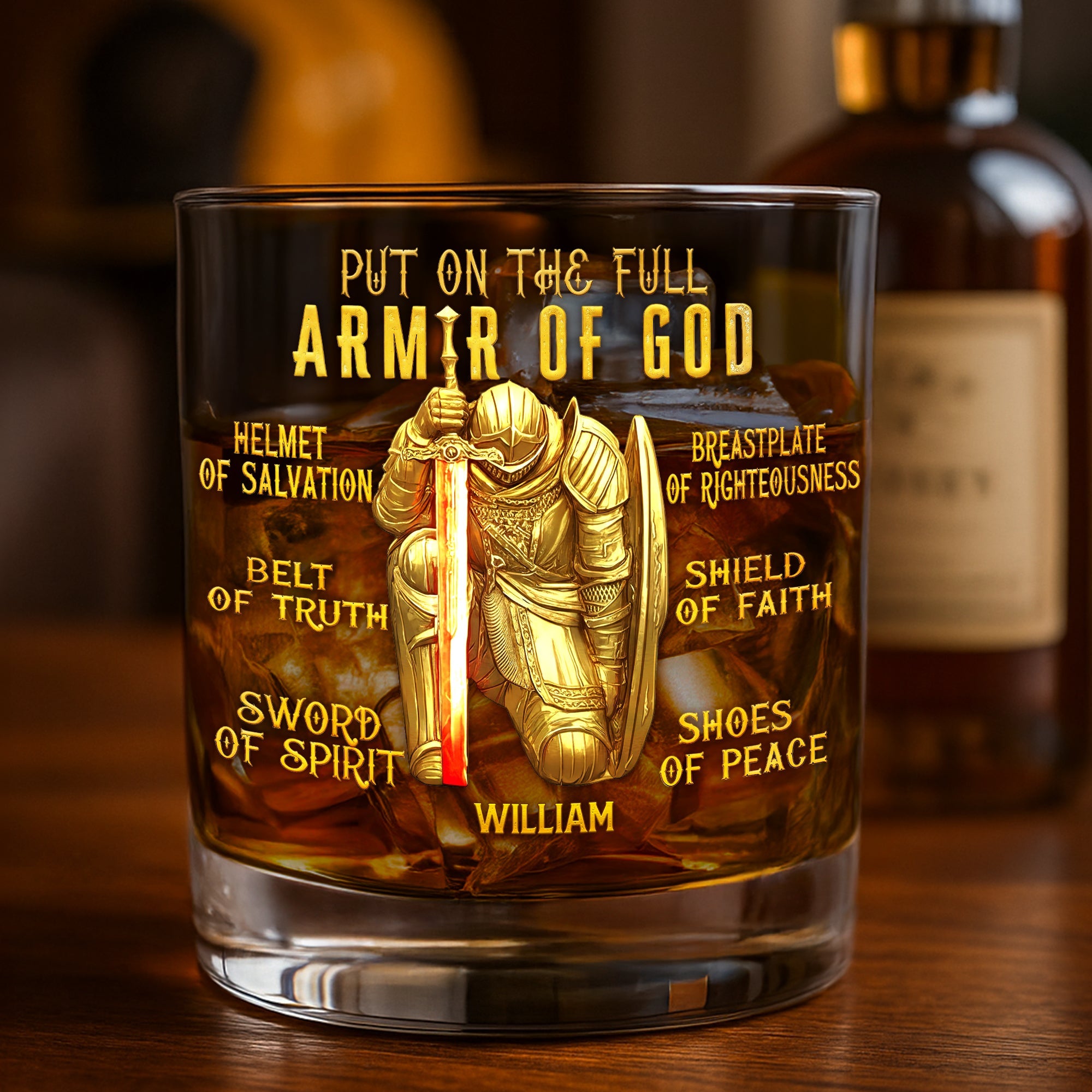 Embrace Your Faith - Personalized Kneeling Knight & Jesus Round Glass - Custom Gift for Christians Glass PopCulturePrints