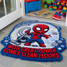 Load image into Gallery viewer, With Great Power Comes Clean Floors - Personalized Doormat Gift for Kids
