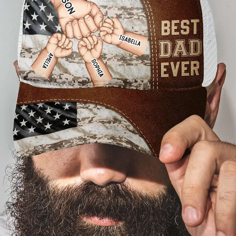 "Best Dad and Grandpa Ever!" - Personalized Stars and Stripes Mesh-back Casual Cap - Custom Gift for Dads, Grandpas, and Special Men Mesh-back Casual Cap PopCulturePrints