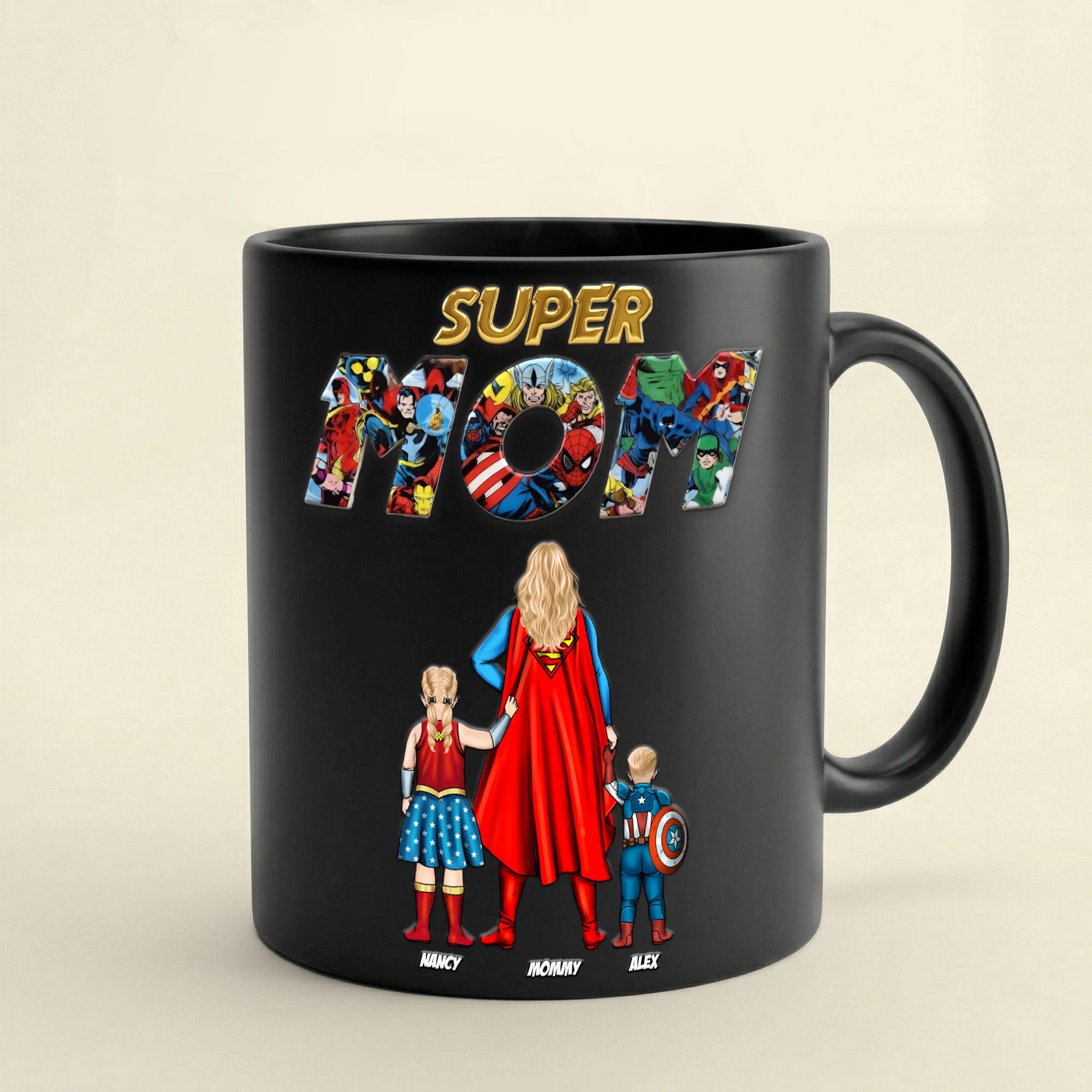 “Super Mom” - Personalized Magic Mug - Perfect Gift for Mom, Grandma, or any Amazing Mother Coffee Mug PopCulturePrints