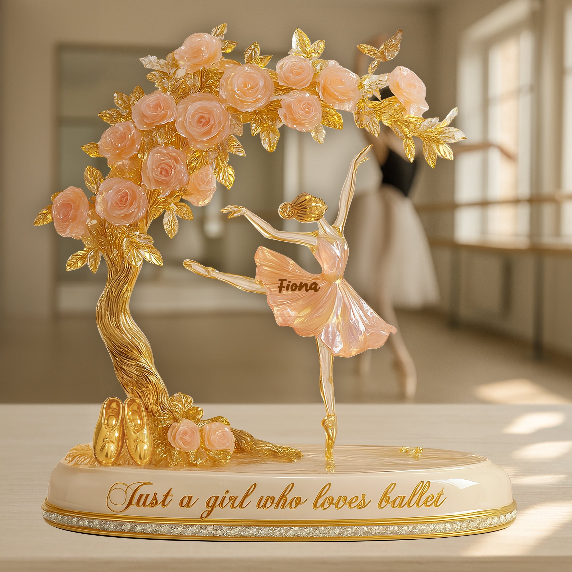 "Just a Girl Who Loves Ballet" - Personalized Dreamy Ballet Girl Acrylic Plaque - Custom Gift for Ballerinas, Dance Enthusiasts, and Princesses Shaped Plaques PopCulturePrints