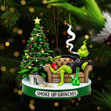 Load image into Gallery viewer, Smoke Up Grinches Ornament - Custom Gift for Herb Lovers Ornament PopCulturePrints
