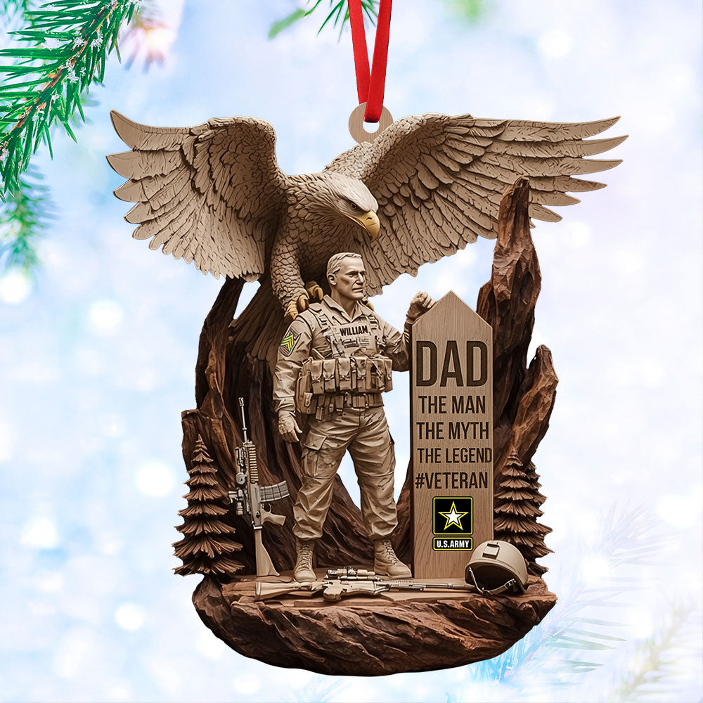 “Dad: The Man, The Myth, The Legend” - Personalized Veteran Christmas Ornament - Gift for Public Service Officers Ornament PopCulturePrints