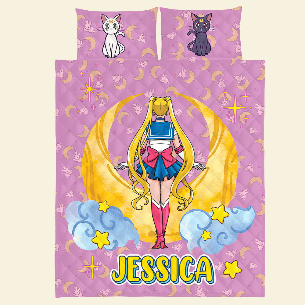 Custom Manga Lover Quilt Bed Set - Personalized Name Design Blanket PopCulturePrints