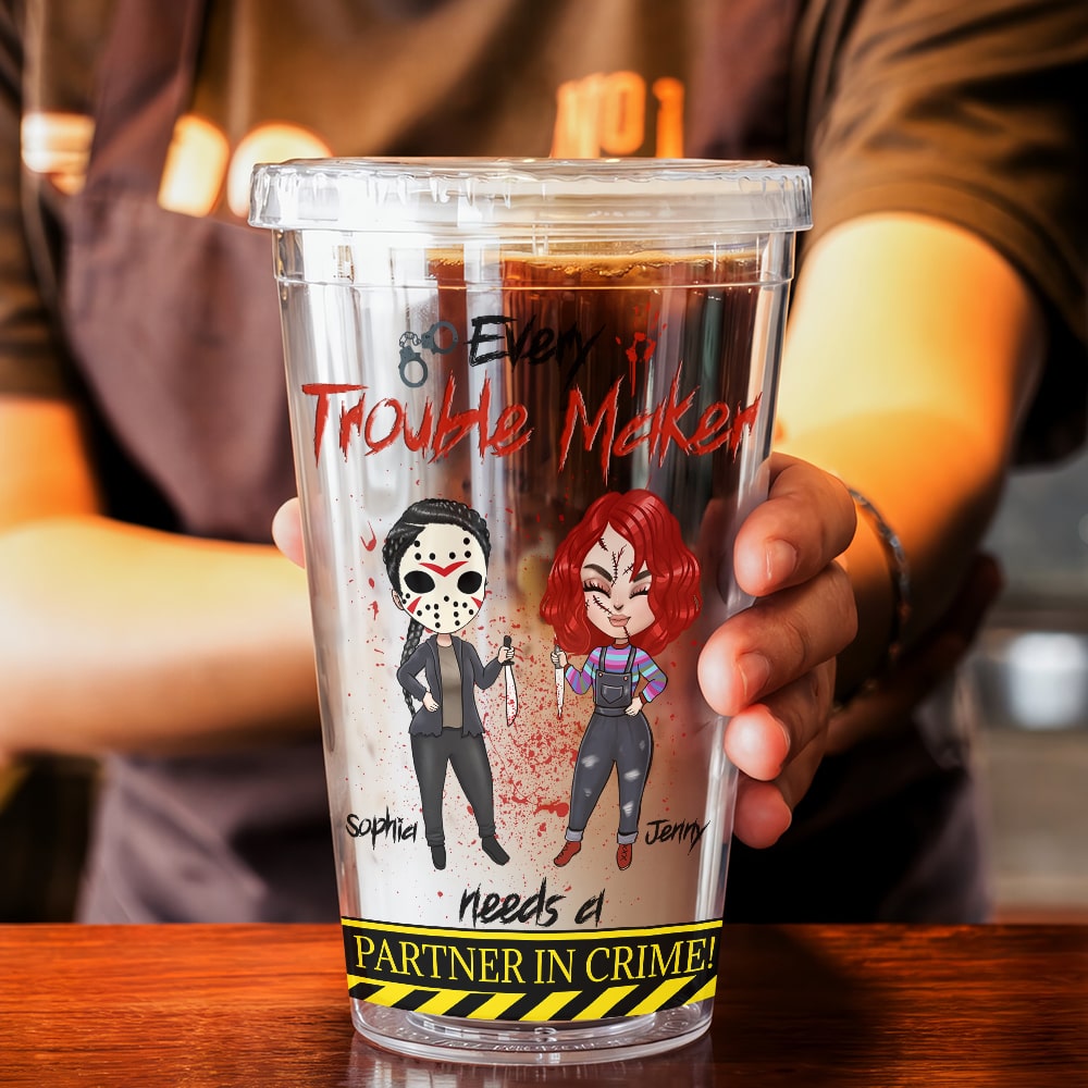 Personalized 'Partner in Crime' Acrylic Tumbler - Fun Gift for Friends Tumbler Cup PopCulturePrints