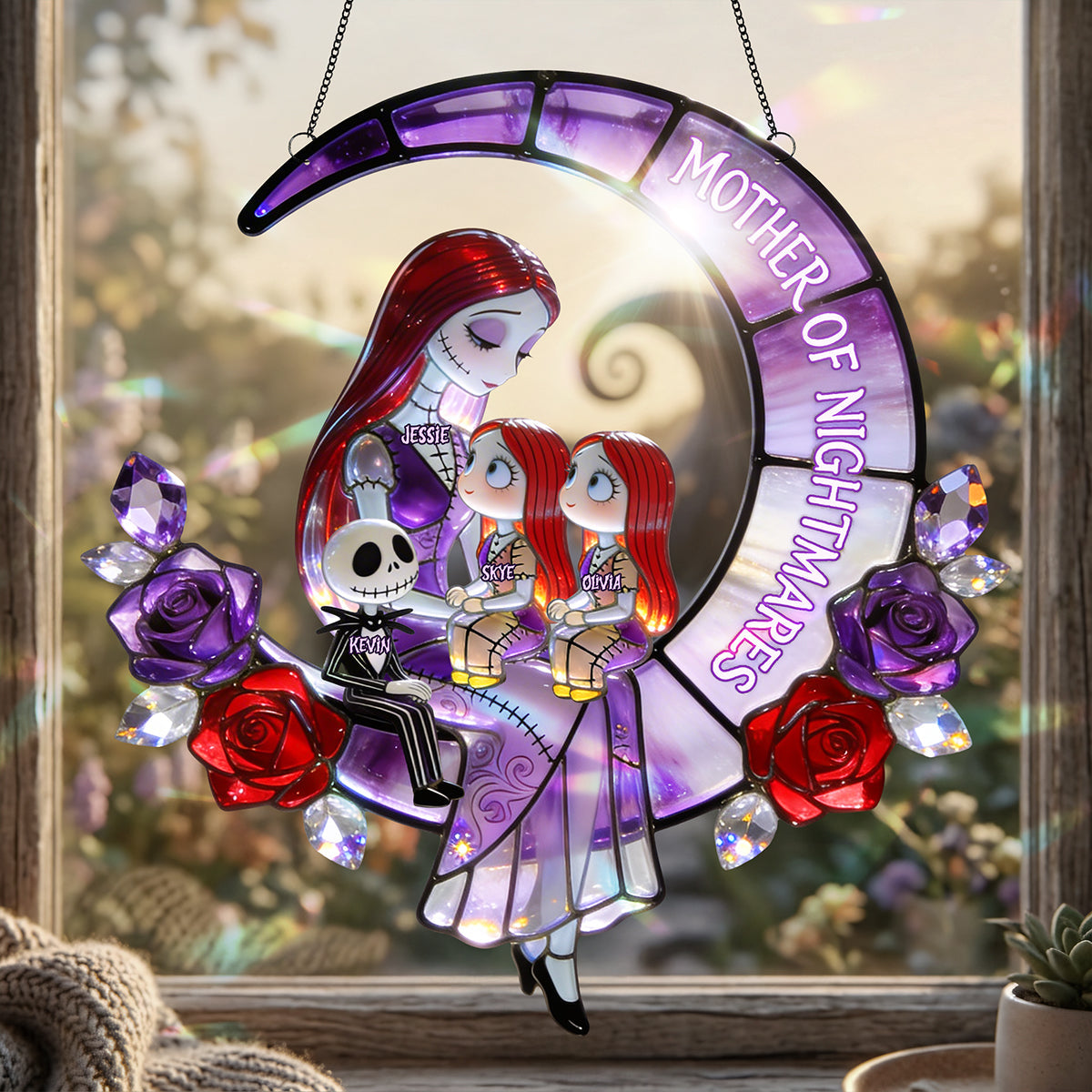"Mother of Nightmares - A Spooky Touch for Your Loving Mom" - Personalized Suncatcher Gift for Moms, Grandmas, and All Mothers Ornament PopCulturePrints