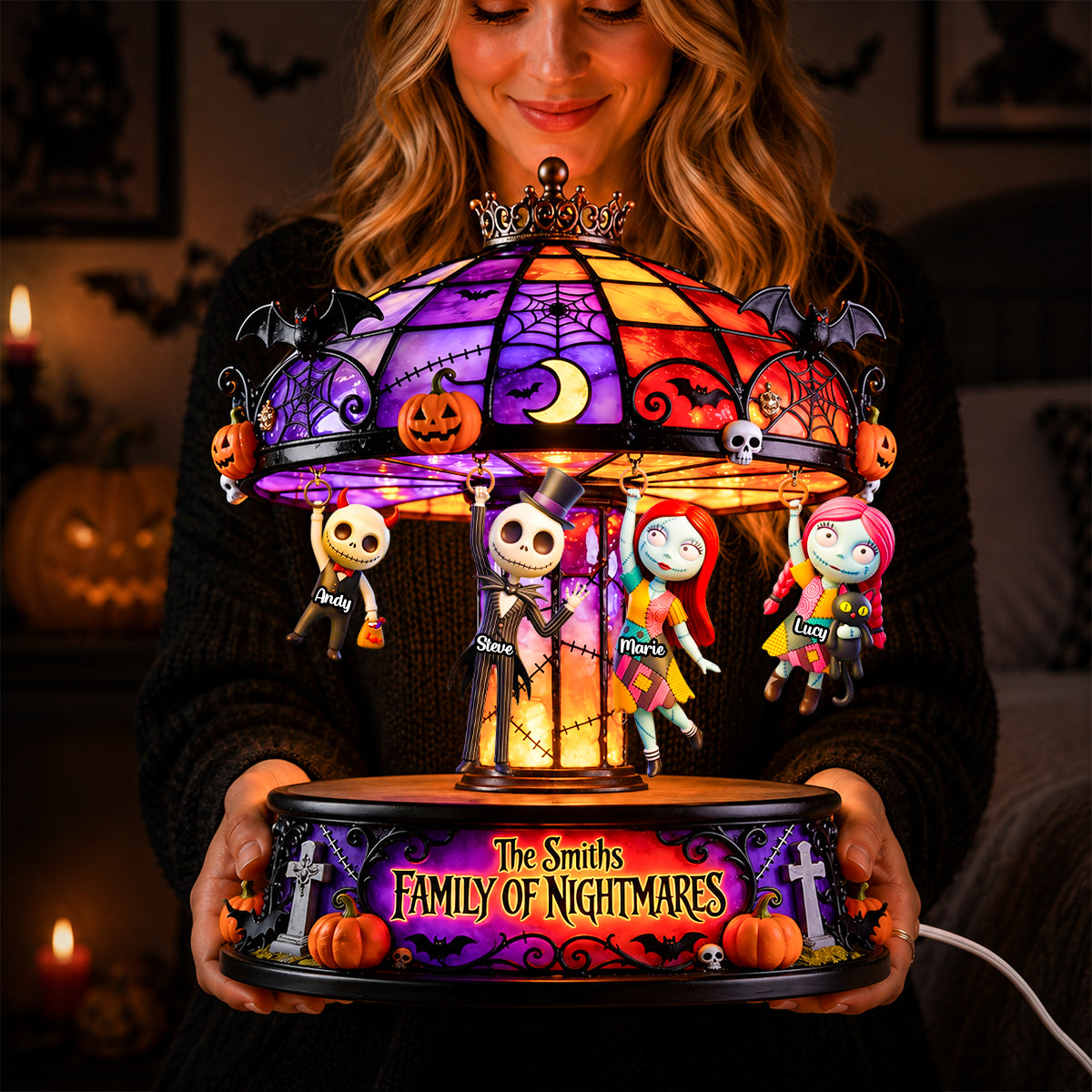 "Illuminate Your Family's Nightmares!" - Family Hang On Theatrical Wheel Light Box, Personalized Gift for All Light Box PopCulturePrints