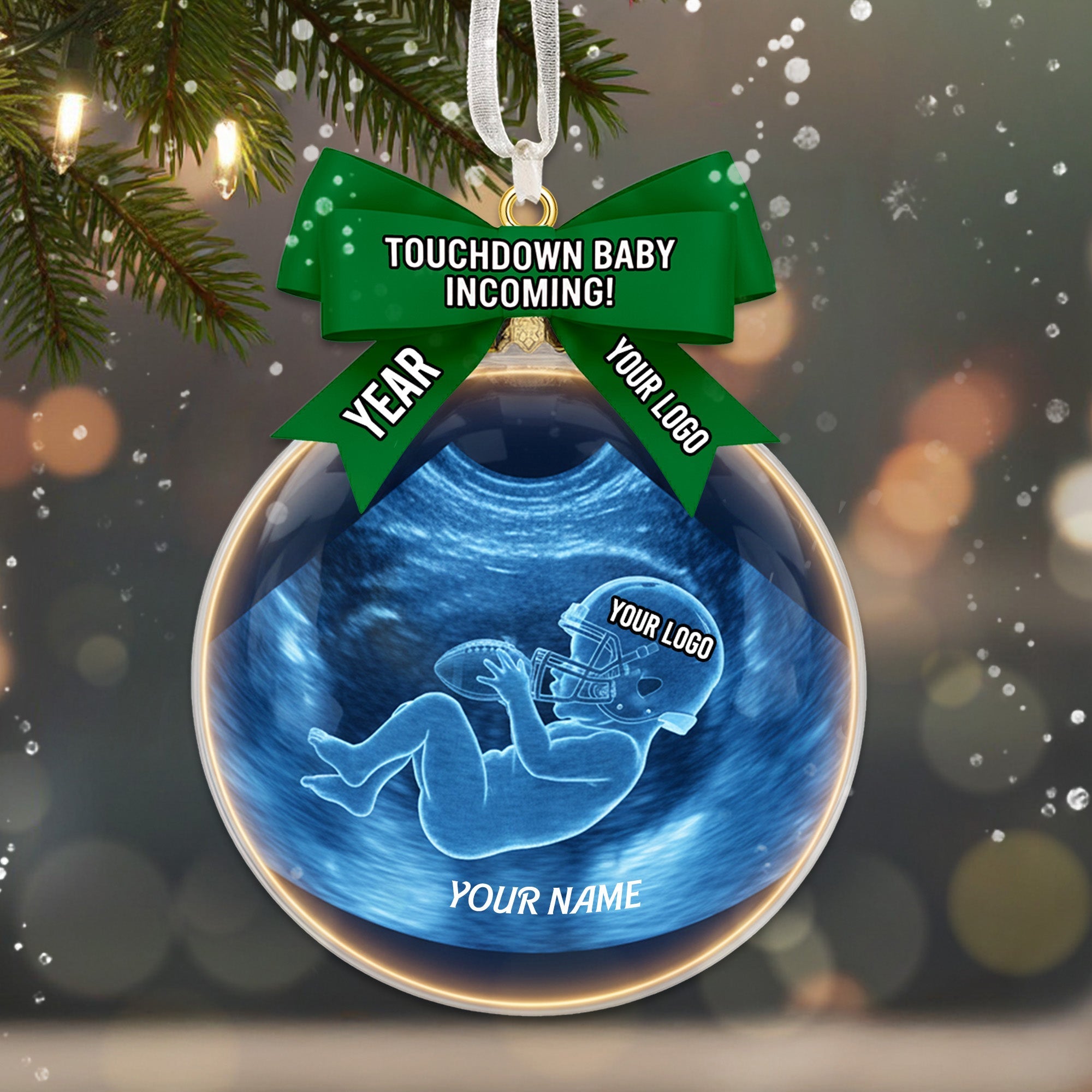 Touchdown Baby Incoming! Personalized Christmas Ornament for Sport Lovers Ornament PopCulturePrints