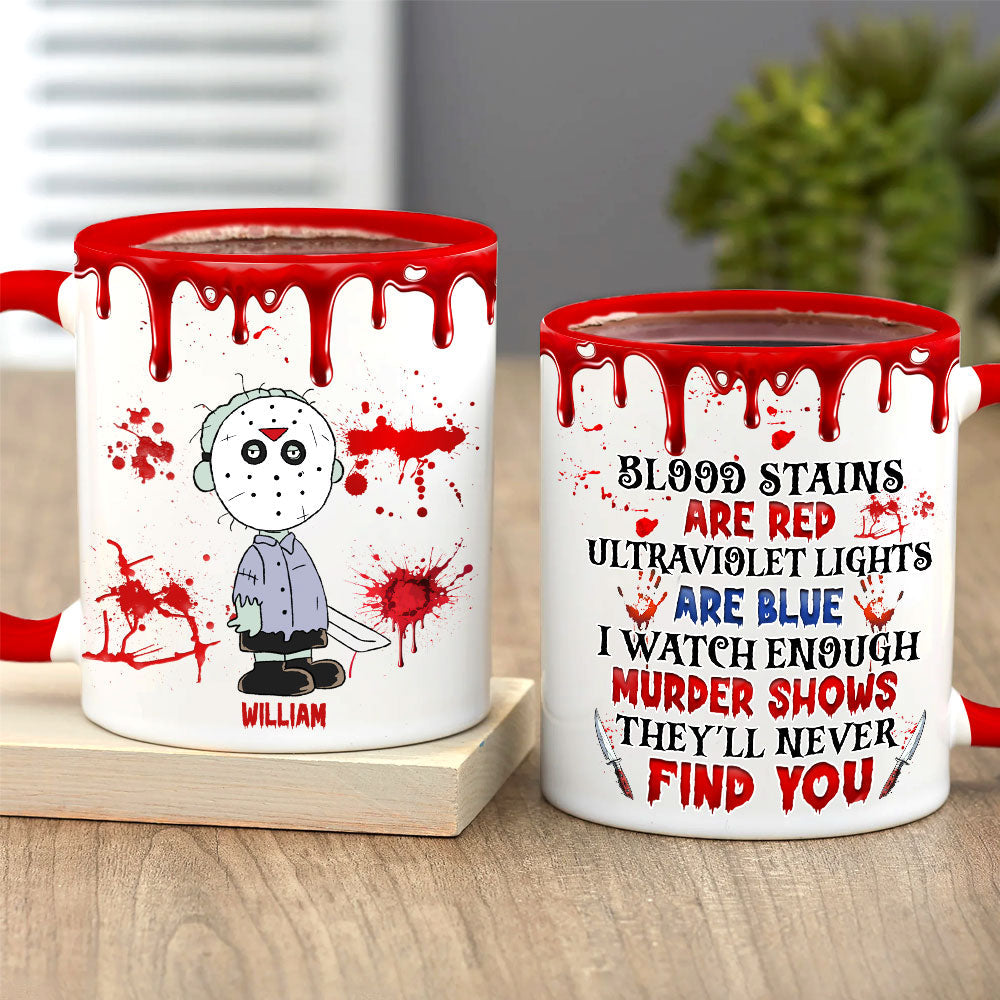 Personalized Horror Fan Halloween Coffee Mug - Blood Stains Are Red Design