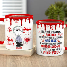 Load image into Gallery viewer, Personalized Horror Fan Halloween Coffee Mug - Blood Stains Are Red Design
