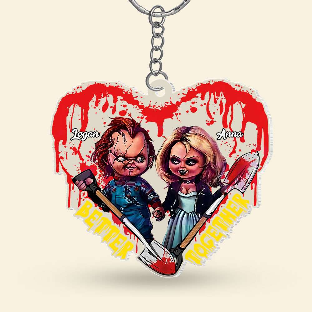 Custom Horror Couple Keychain | Personalized Better Together Valentine's Day Gifts Keychains PopCulturePrints