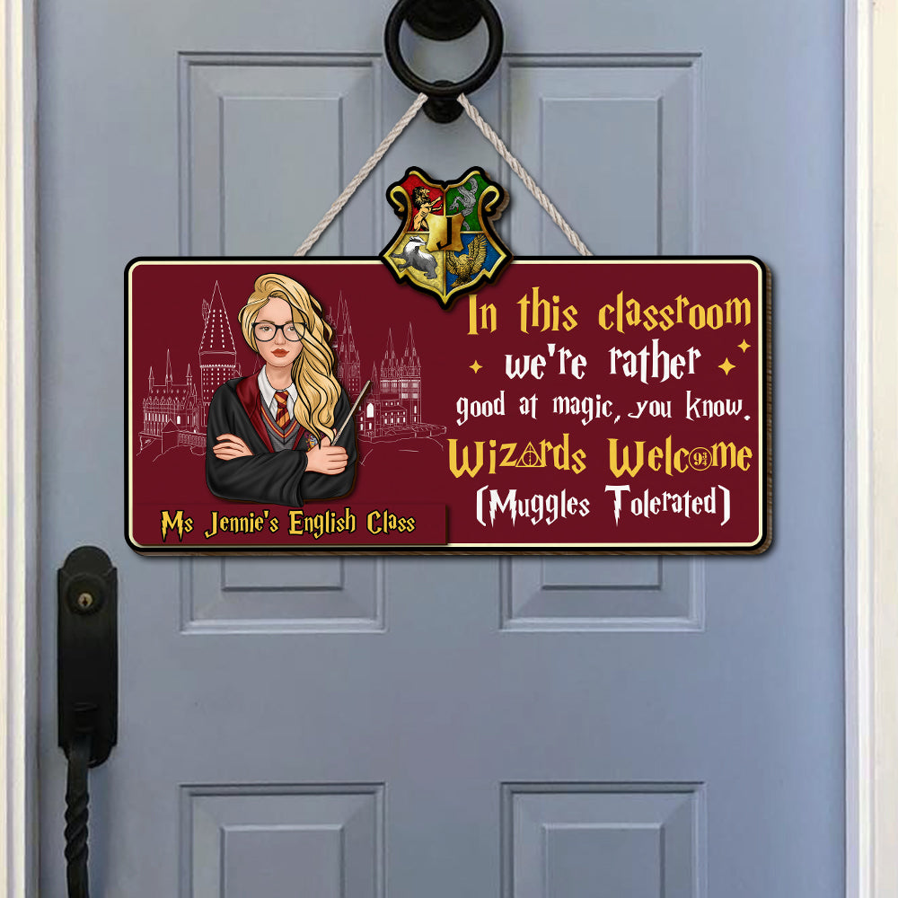 Personalized Harry Potter Classroom Door Sign - Wizards Welcome (Muggles Tolerated)