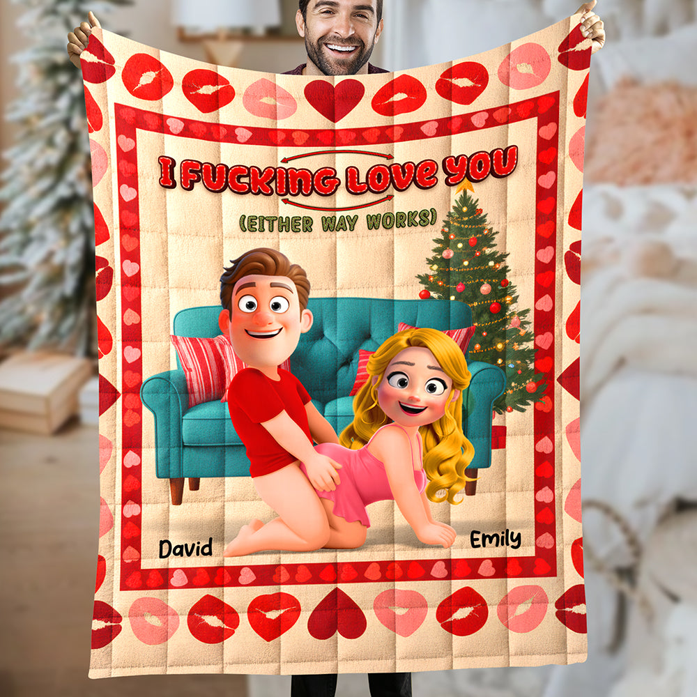 I F*CKING LOVE YOU - Personalized Naughty Couple Blanket Blanket PopCulturePrints
