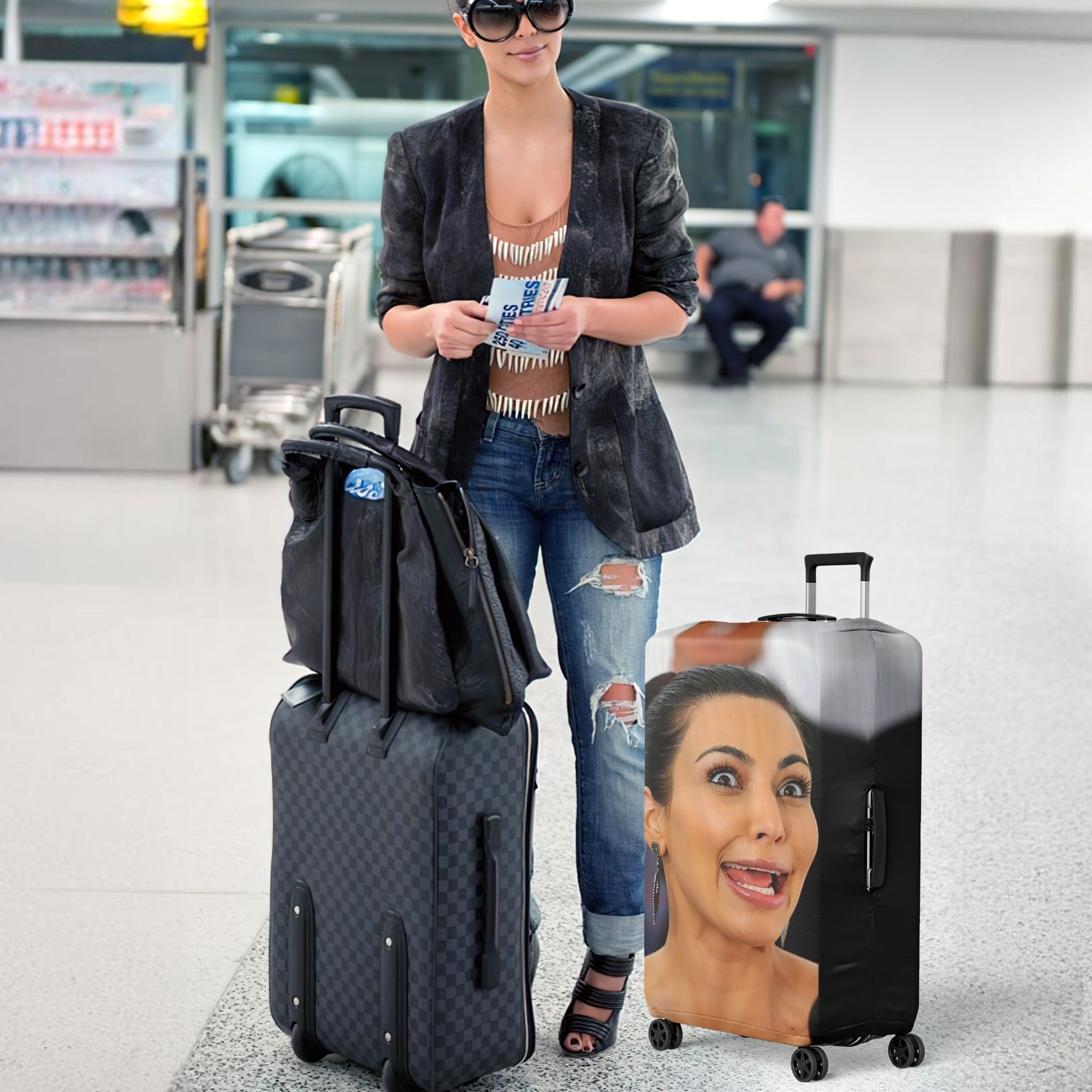 Custom Photo Luggage Cover - Fun Personalized Gift for Travelers