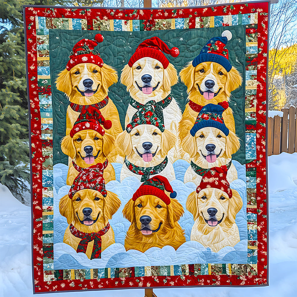 Golden Retriever Christmas Quilt Bed Set for Dog Lovers Blanket PopCulturePrints