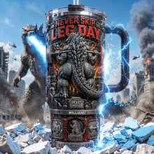 Load image into Gallery viewer, Never Skip Leg Day - Fun Leg Squat 40oz Tumbler With Handle - Personalized Gift for Gym Enthusiasts Tumbler Cup PopCulturePrints
