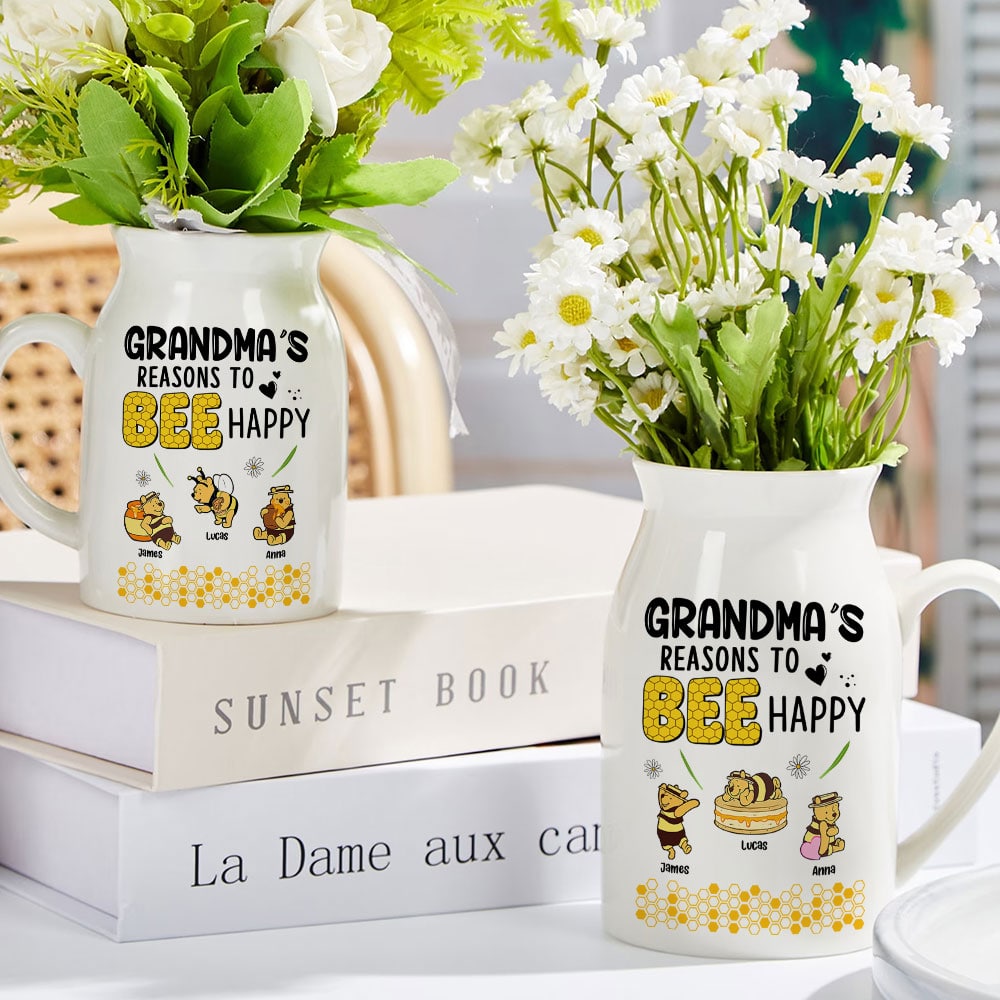 Personalized Grandma Flower Vase - Reasons to Bee Happy Flower Vase PopCulturePrints