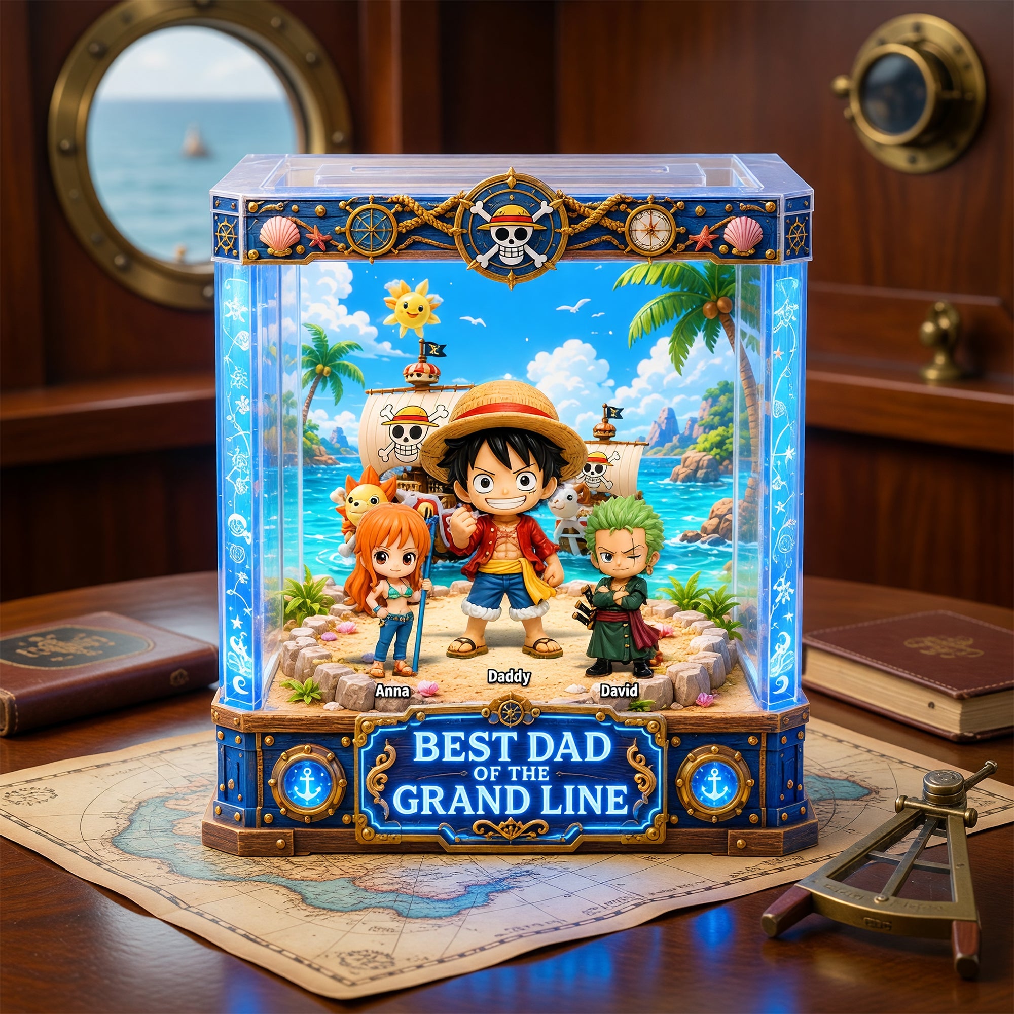 “Best Dad of the Grand Line” - Personalized Adventure Acrylic Plaque - A Special Gift for Dads, Grandpas, and Fathers Shaped Plaques PopCulturePrints