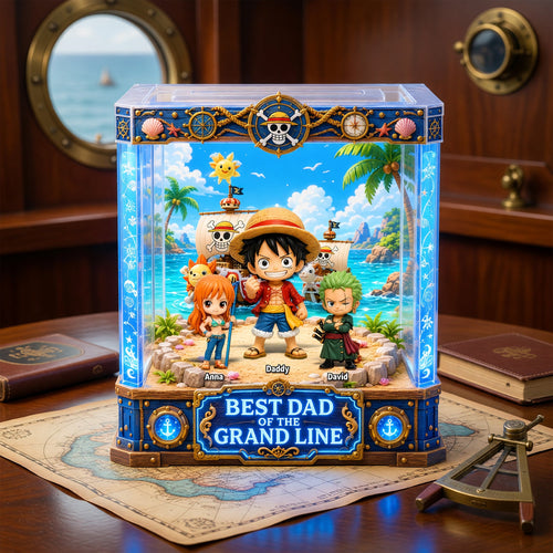 “Best Dad of the Grand Line” - Personalized Adventure Acrylic Plaque - A Special Gift for Dads, Grandpas, and Fathers Shaped Plaques PopCulturePrints