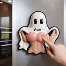 Load image into Gallery viewer, "Spooktacular Fun!" - Naughty Ghost Anti-collision Acrylic Fridge Magnet - Personalized Gifts for Couples, Friends, &amp; More
