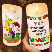 Load image into Gallery viewer, Personalized LED Candle for Couples - Heartwarming Hugging Cartoon Design Led Candle PopCulturePrints
