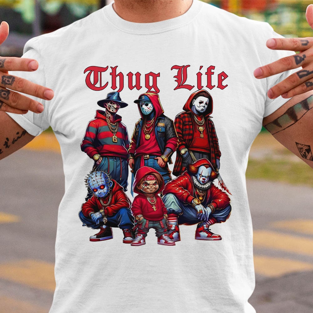 Thug Life Horror Movie Characters Halloween T-Shirt