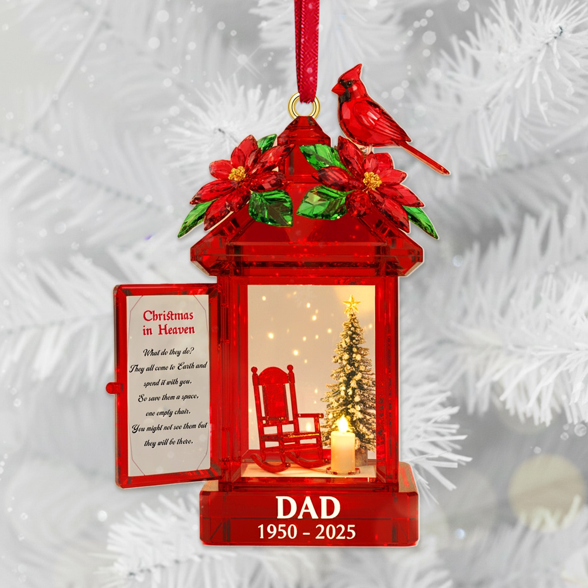 "Forever in Heaven - Personalized Memorial Cardinal Bird Ornament - A Heartfelt Gift for Loved Ones" Ornament PopCulturePrints