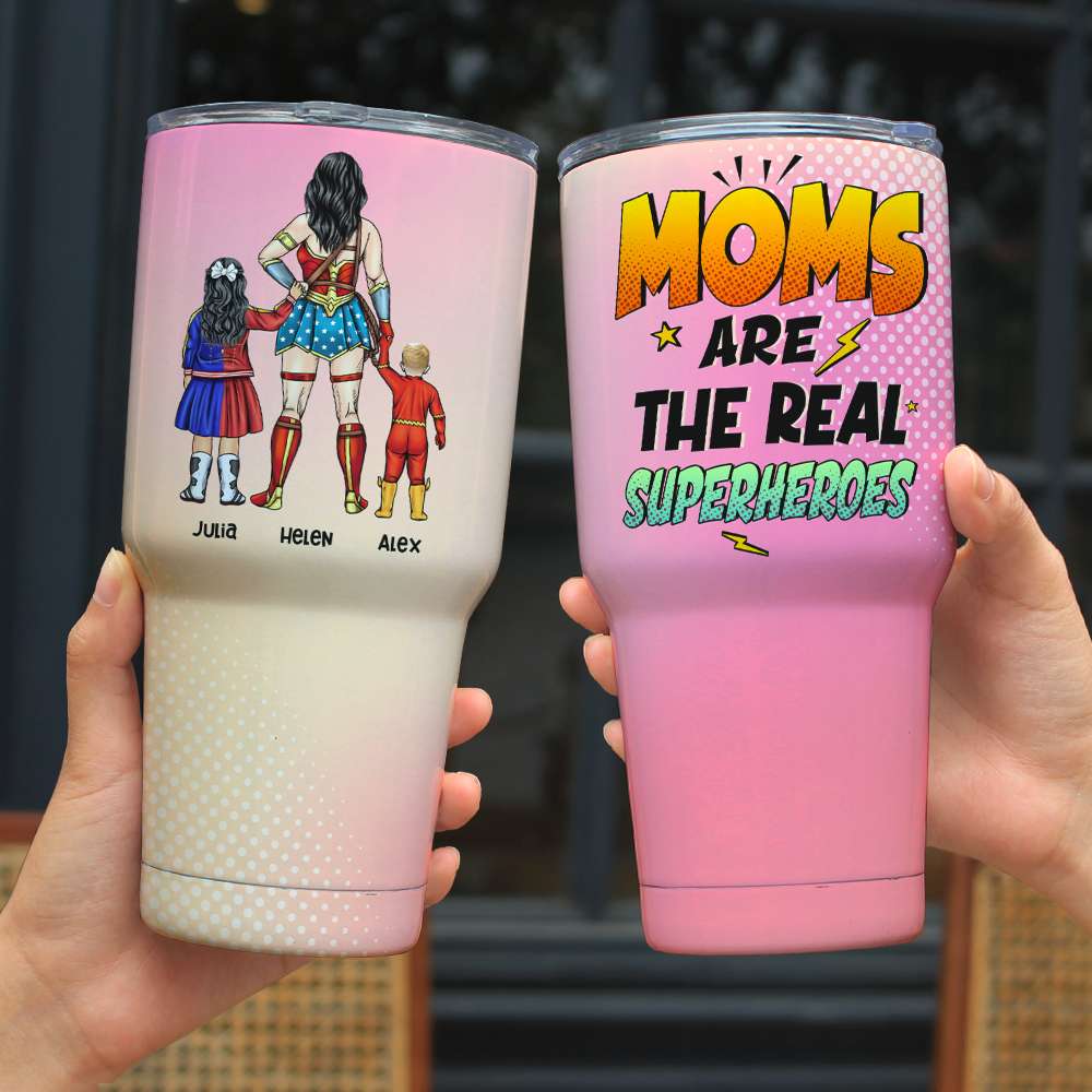 Personalized Superhero Mom Tumbler - Gift for Family Tumbler Cup PopCulturePrints