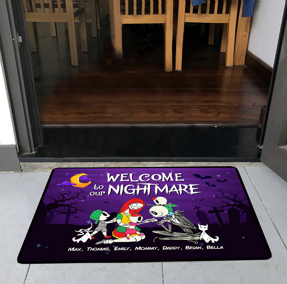 Personalized Horror Themed Family Doormat - Welcome to Our Nightmare Doormat PopCulturePrints