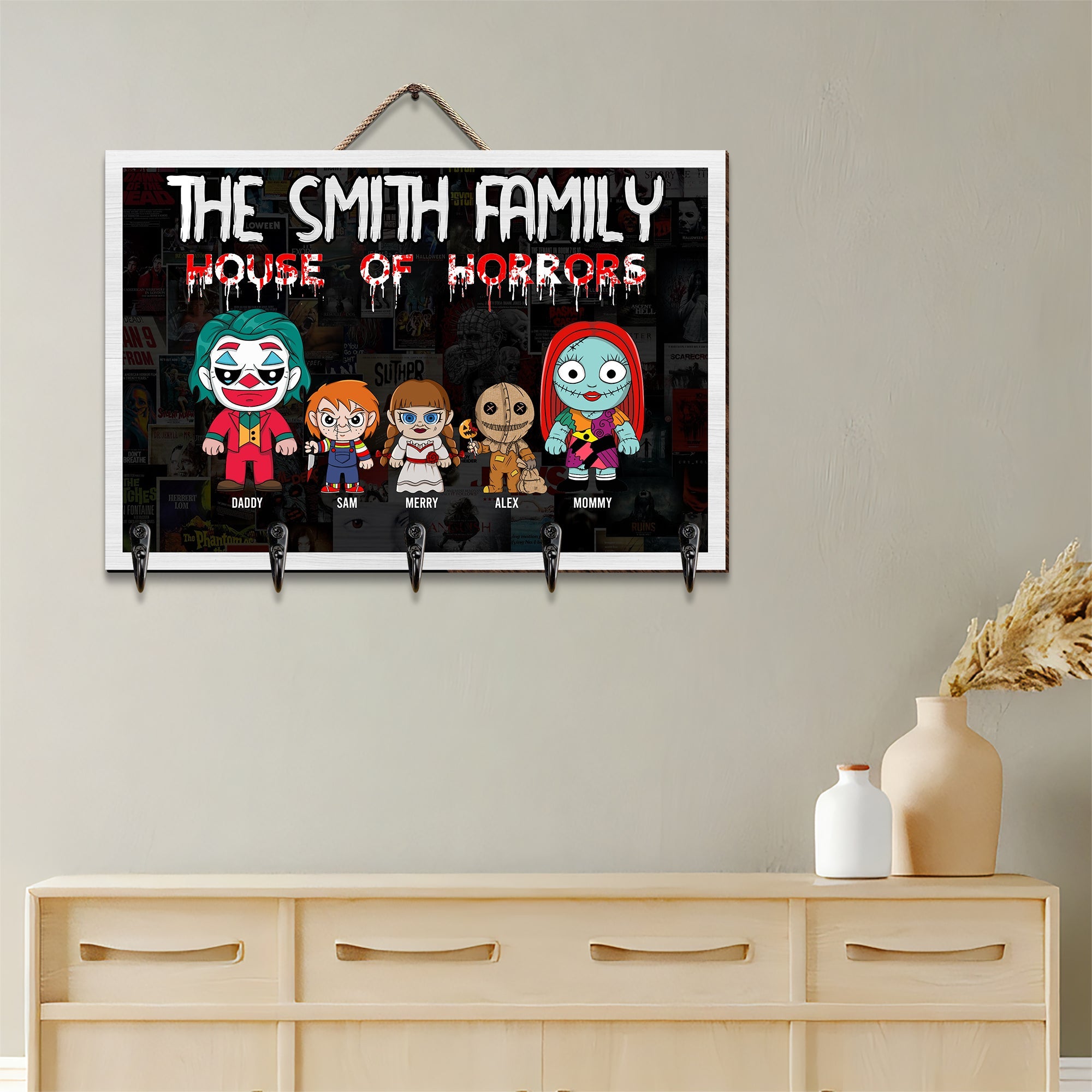 Custom Horror Family Wood Key Hanger Wood Sign PopCulturePrints