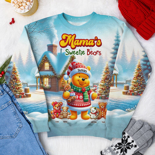 Custom Christmas Sweatshirt - Mama's Sweetie Bears AOP Products PopCulturePrints