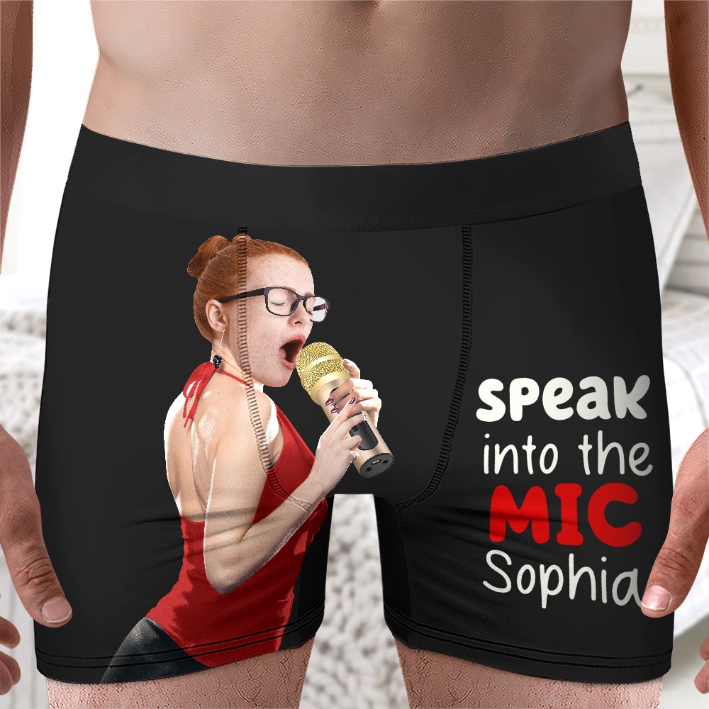 Personalized Speak Into The Mic Men's Boxers for Couples Boxer Briefs PopCulturePrints