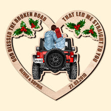 Load image into Gallery viewer, Personalized Heart Shaped Christmas Ornament - Couple Jeep Design
