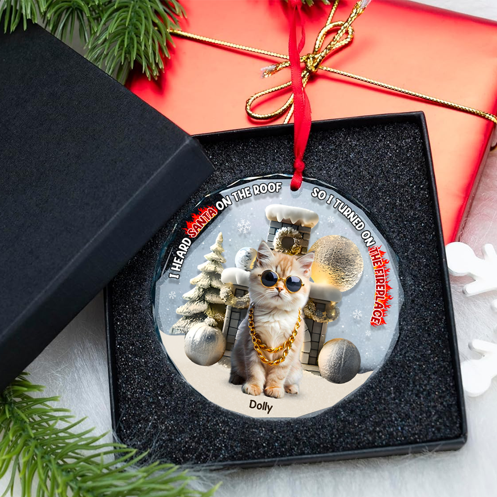 Personalized Pet Lover's Christmas Ornament - Turned On The Fireplace Ornament PopCulturePrints
