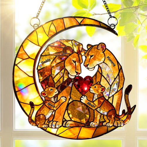 Cherish Family Love: Lion Family Suncatcher Ornament - Personalized Gift for Loved Ones Ornament PopCulturePrints