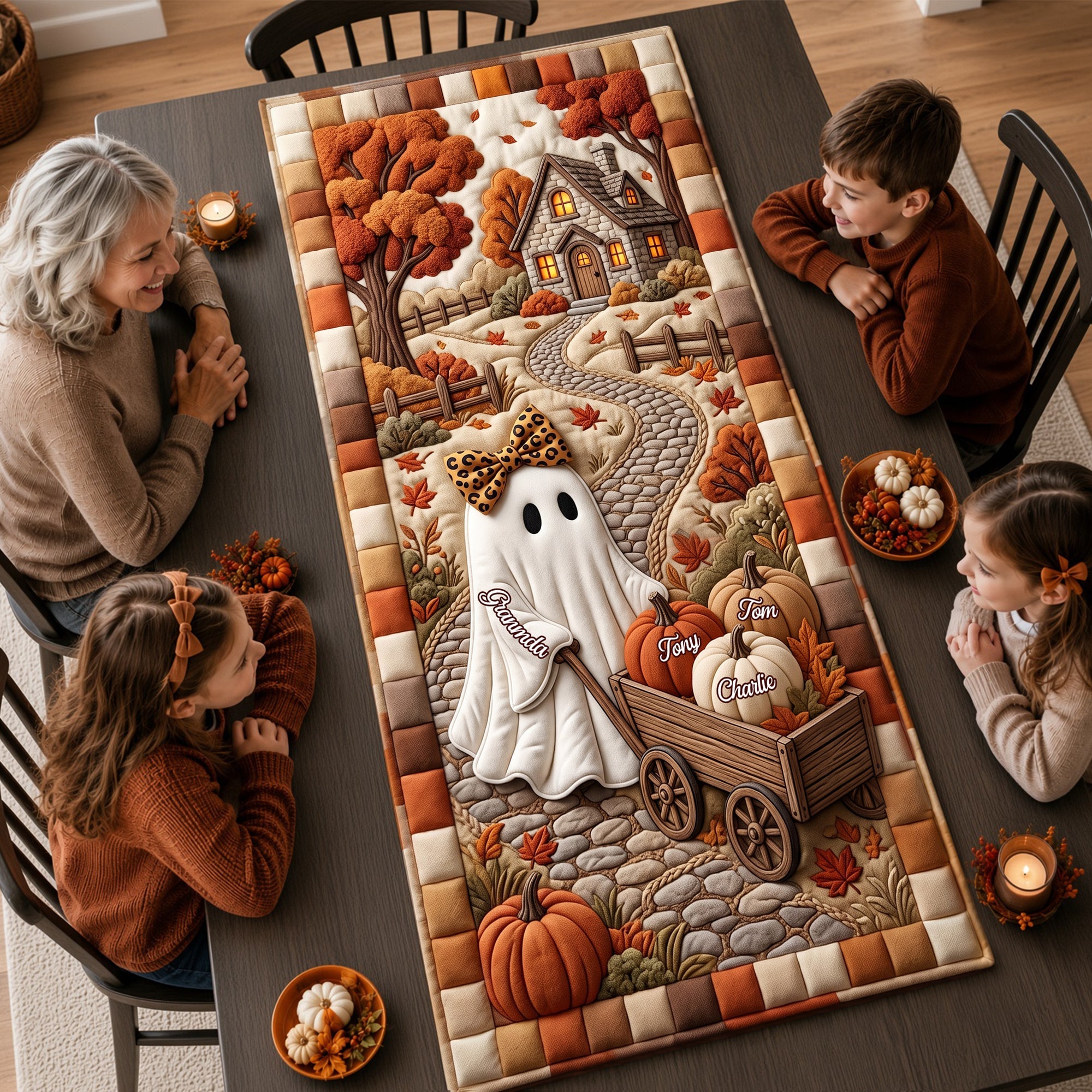 "Boo-tiful Memories for Grandkids – Personalized Halloween Table Runner"
