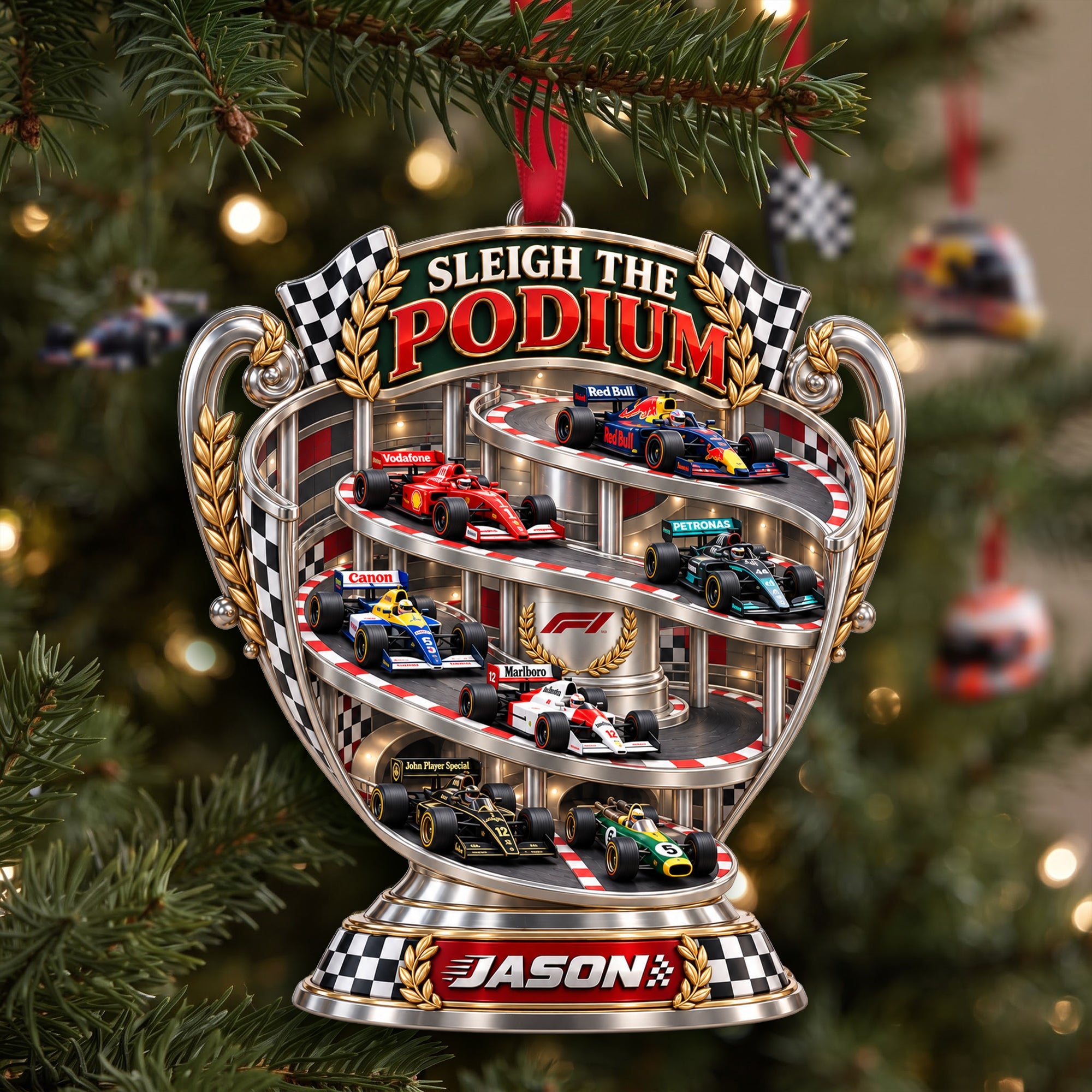 Sleigh The Podium Ornament - Personalized Christmas Gifts for Racing Fans