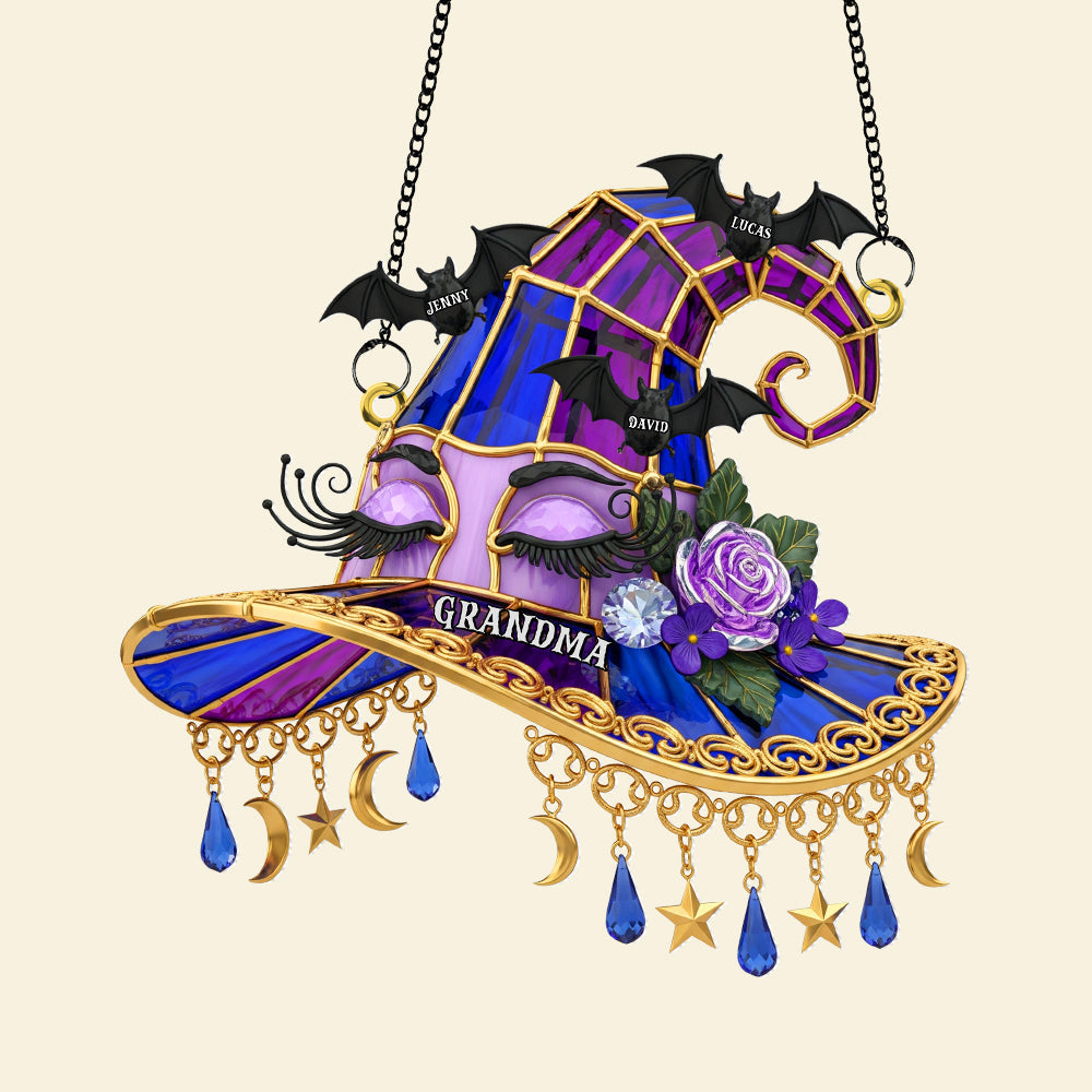 “A Magical Touch for Grandma” - Witch Hat Personalized Suncatcher Ornament Ornament PopCulturePrints