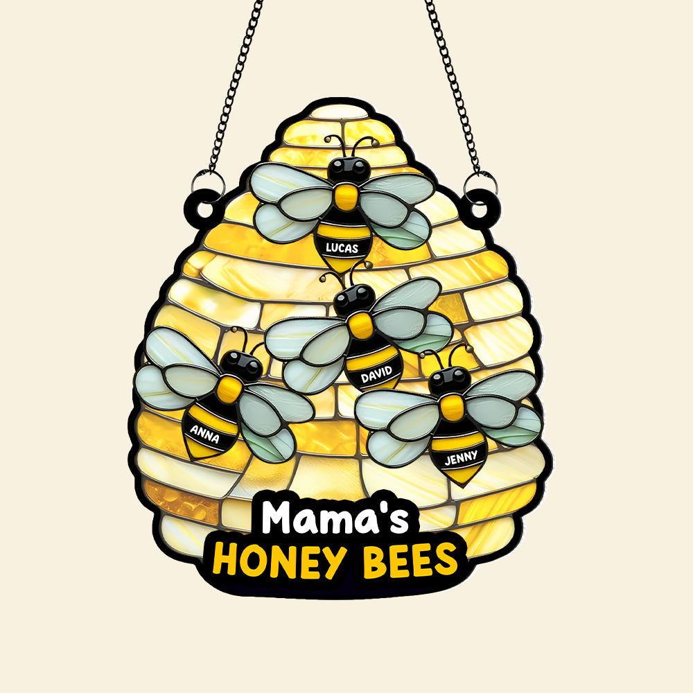 Mama's Honey Bees - Personalized Suncatcher Ornament for Mom, Grandma & More Ornament PopCulturePrints