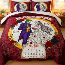Load image into Gallery viewer, &quot;Till Chaos Do Us Part&quot; - Spooky Married Couple Quilt Bed Set - Personalized Gift for Couples Blanket PopCulturePrints
