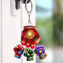 Load image into Gallery viewer, &quot;Fist Bump for Dads!&quot; - Personalized Keychain for Father&#39;s Day Gifts - Custom Gift for Dad and Grandpa Keychains PopCulturePrints
