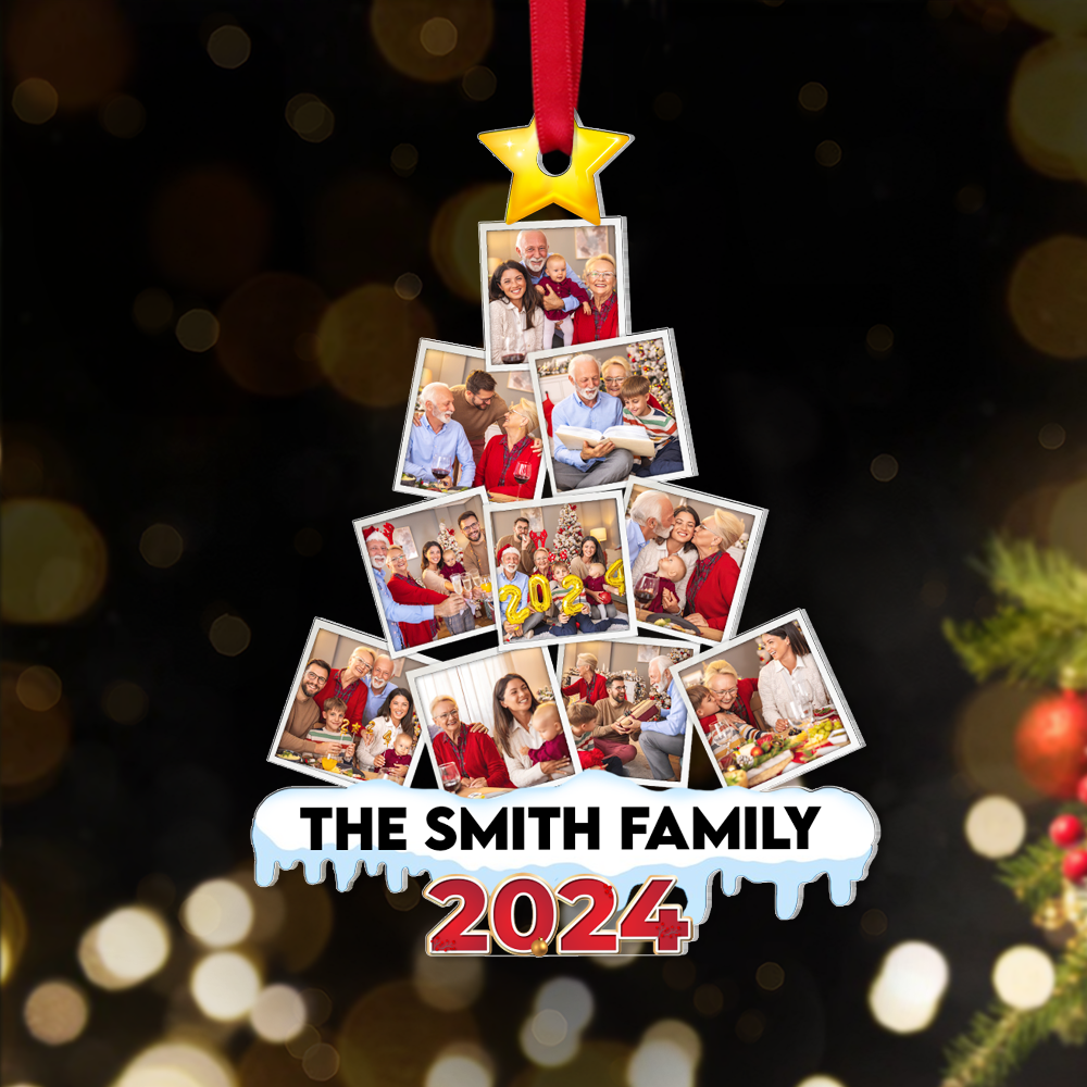 Custom Family Photo Christmas Tree Ornament - 2024 Edition Ornament PopCulturePrints