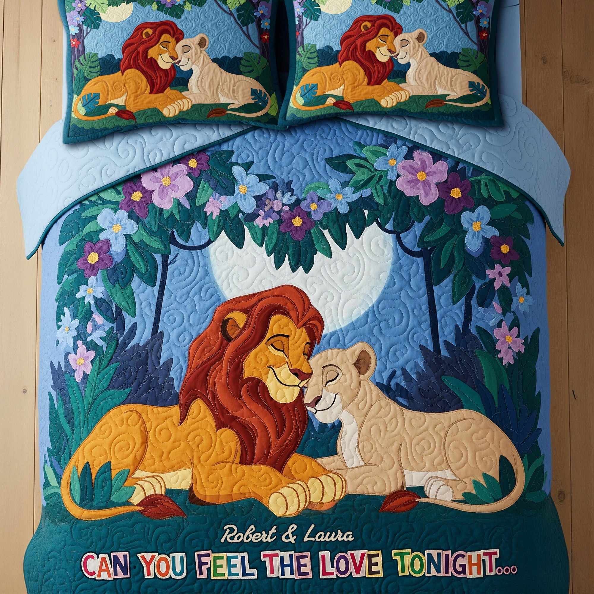 Can You Feel The Love Tonight - Romantic Couple Quilt Bed Set, Personalized Gifts For Couples Blanket PopCulturePrints
