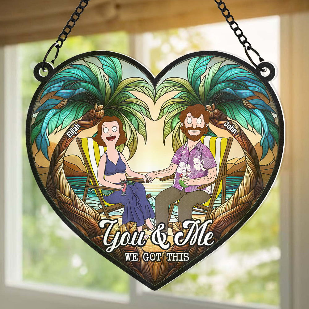 Personalized Couple Heart Suncatcher | Unique Valentine's Day Gifts for Him & Her Ornament PopCulturePrints