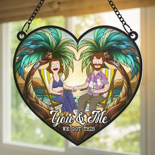 Load image into Gallery viewer, Personalized Couple Heart Suncatcher | Unique Valentine&#39;s Day Gifts for Him &amp; Her Ornament PopCulturePrints

