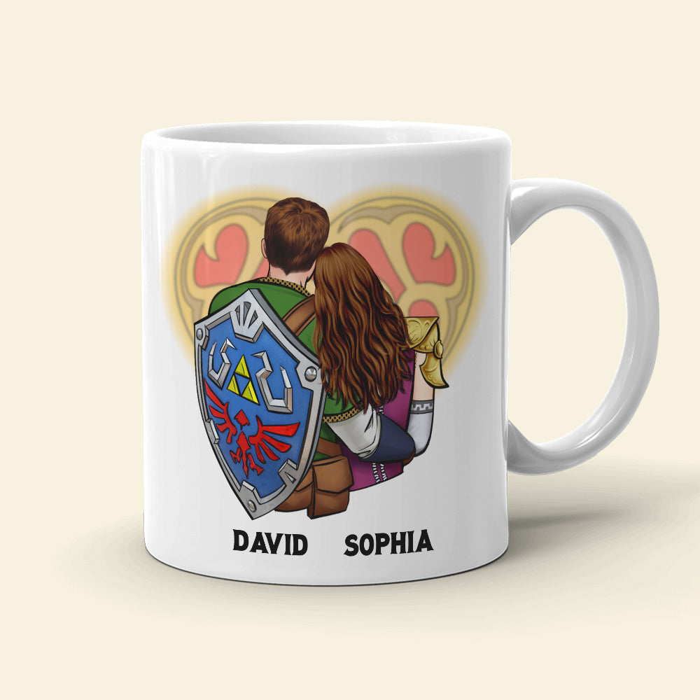 Personalized Gamer Love Couple Mug - Customize Your Names Coffee Mug PopCulturePrints