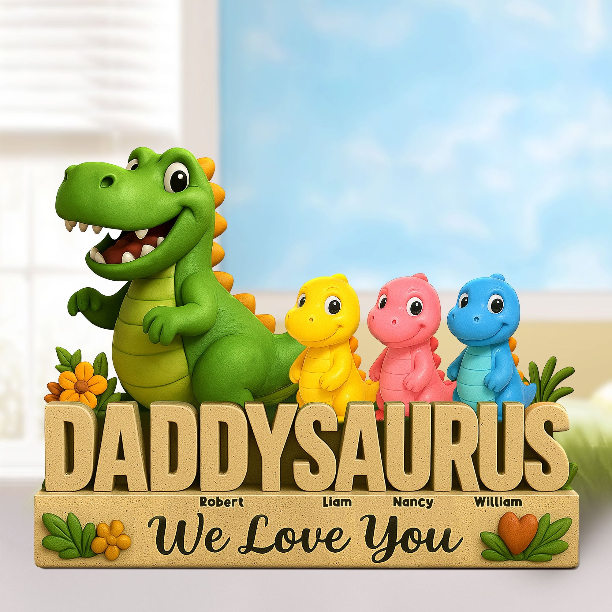 DADDYSAURUS - Personalized Dinosaur Dad Plaque for Father's Day Shaped Plaques PopCulturePrints