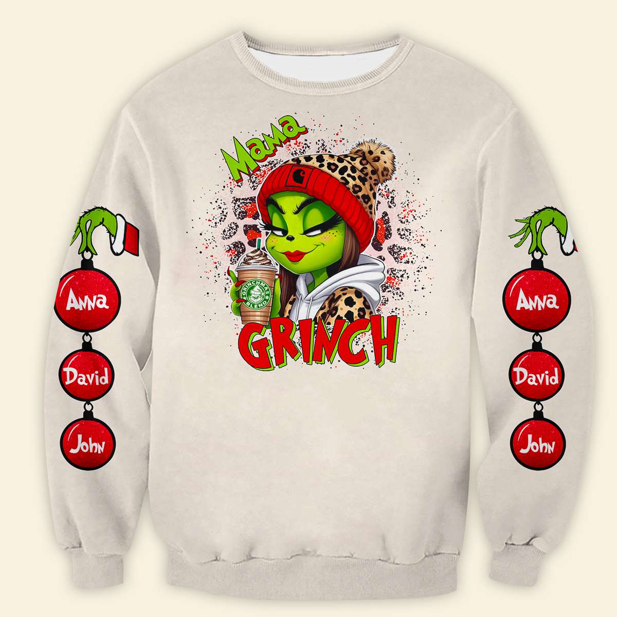 Personalized Mama Grinch Christmas Hoodie